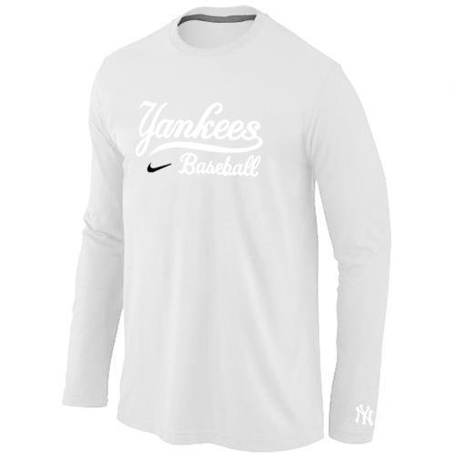 Cheap Nike New York Yankees Long Sleeve MLB T-Shirt white For Sale
